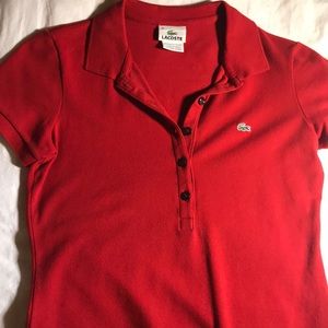 Lacoste polo small golfing shirt red 94% cotton